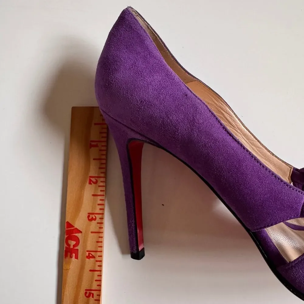 Christian Louboutin Purple Suede Vibrant Peep Toe Size 39 US 9 Shoes UNWORN